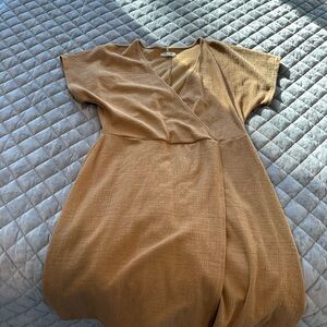 Madewell Tan Mini Wrap Dress